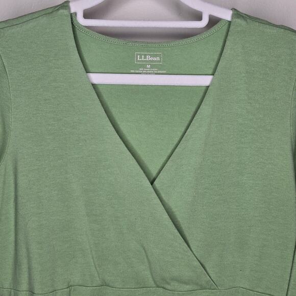 L.L. Bean Womens Grannysmith Apple Green Surplice (Faux Wrap) Top Size M - Picture 2 of 5